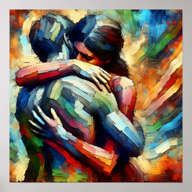 Poster Estilo de Tinta de Óleo Ai Embracing do Lover (Frente)