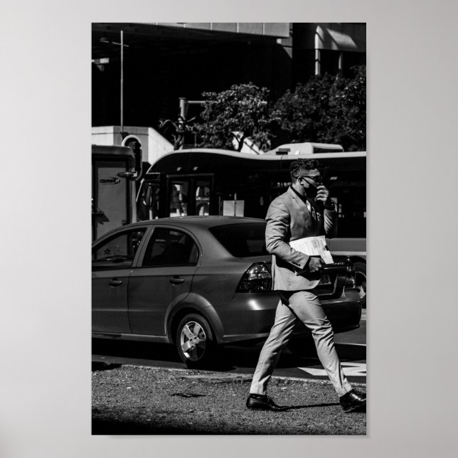 Poster Estilo de vida da rua Monocromática da Cidade do C (Frente)