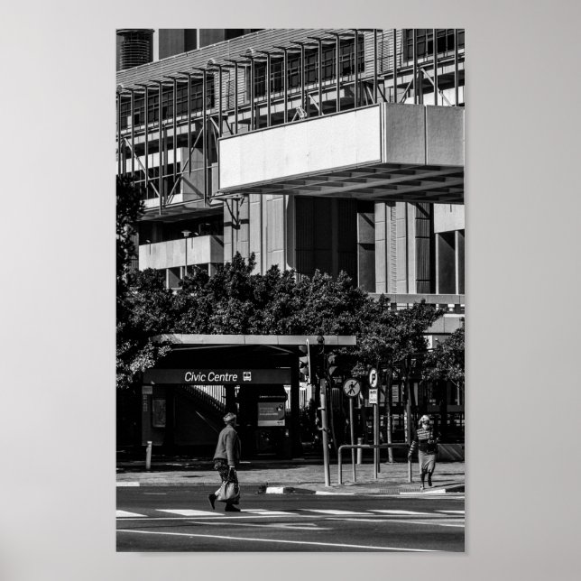 Poster Estilo de vida da rua Monocromática da Cidade do C (Frente)