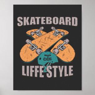 Poster estilo de vida de skate vintage patinando presente