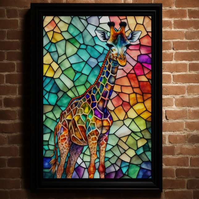 Poster Estilo de Vidro Obtido por Aquarela Giraffe 2:3 Po (Criador carregado)
