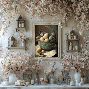 Poster Estilo de Vintage - Arte de cesta de Ovos de Pásco