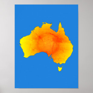 Poster Estilo de Vintage do Mapa da Austrália Sunny