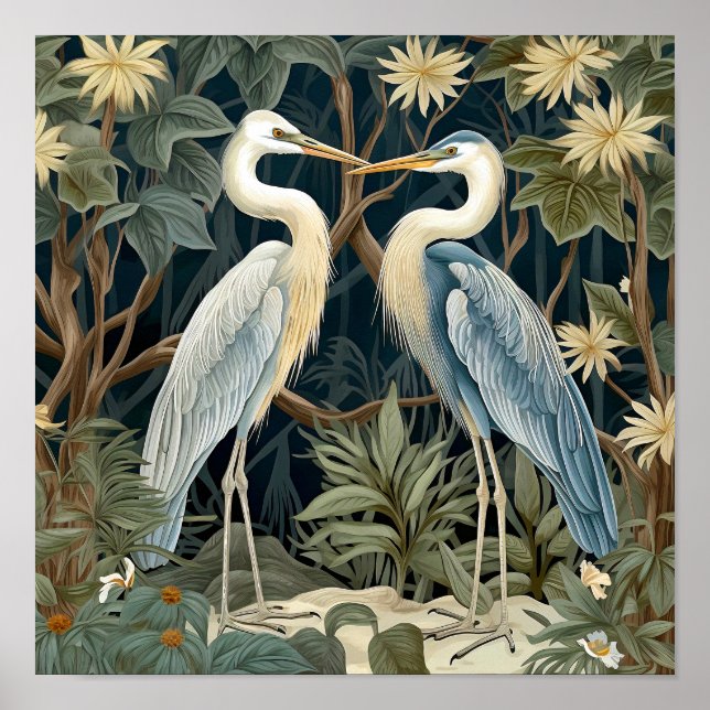 Poster Estilo de Vintage Heron Azul do excelente (Frente)