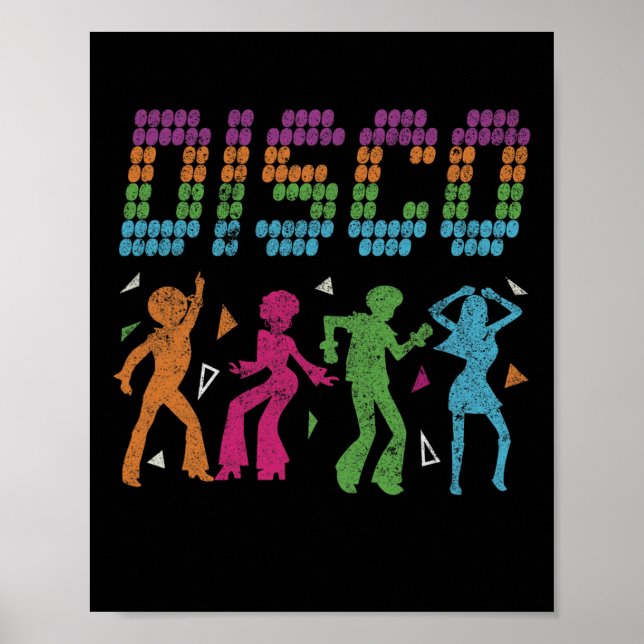 Poster Estilo do Disco Party Dançando 70s Estilo Retro Di (Frente)