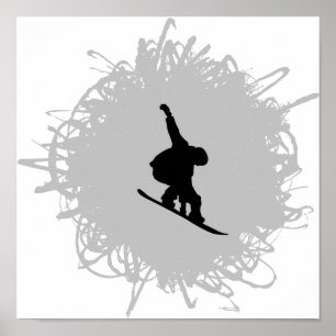 Poster Estilo do Scribble da snowboarding