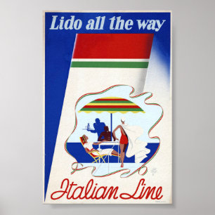 Poster Estilo do século de Médio do navio de cruzeiro it