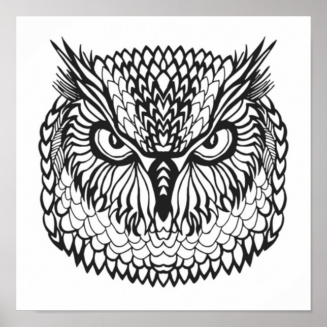 Pôster Estilo Eagle Owl Head 2 (Frente)