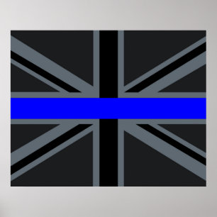 Poster Estilo fino de Blue Line Union Jack