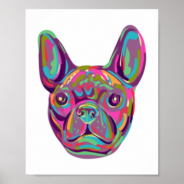 Poster Estilo francês Bulldog Frenchie head Pop art (Frente)