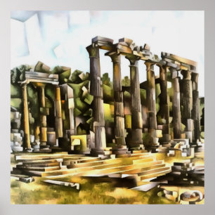 Poster Estilo geométrico das ruínas do templo romano anti