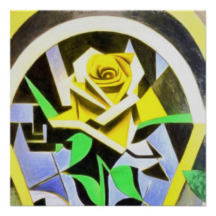 Pôster Estilo Geométrico Rosa Amarelo Com Art Deco
