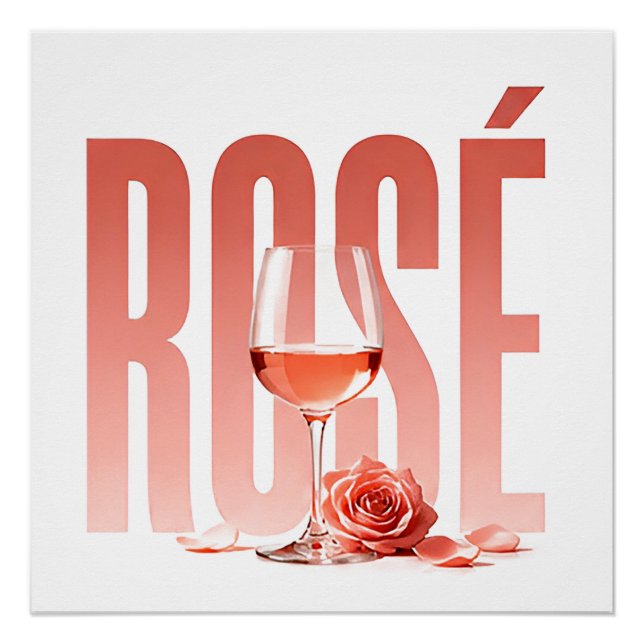 Pôster Estilo Gráfico Editorial de Vinho de Luxo Rosé (Frente)