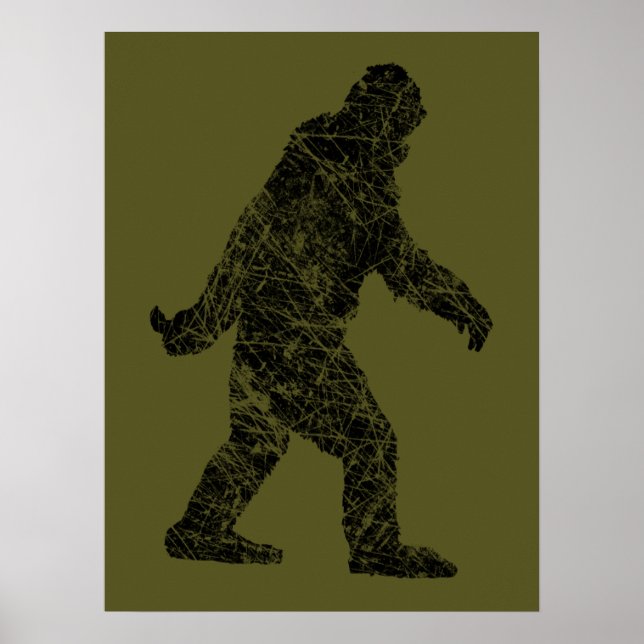 Poster Estilo Grunge Squatchin Bigfoot (Frente)