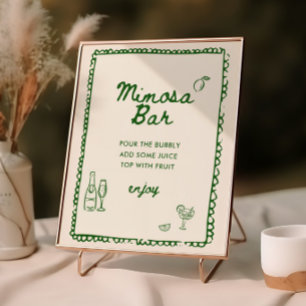 Poster Estilo italiano Bar Mimosa Desenhado Mão Verde