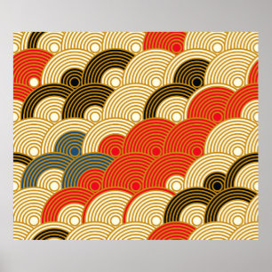 Poster Estilo japonês balança ondas um padrão uniforme em
