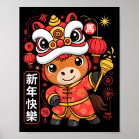 Estilo Kawaii Ano do Cavalo 2026 Ano Novo Chinês