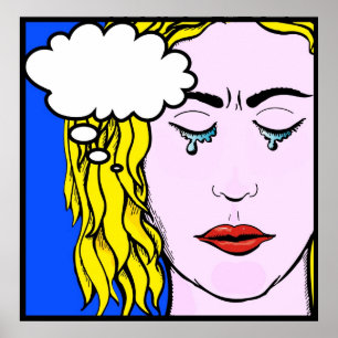 Poster Estilo Lichtenstein - Senhora Chorando