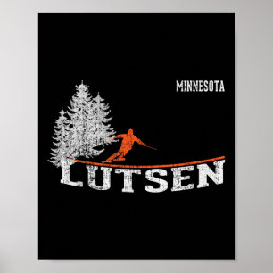 Poster Estilo Lutsen Mn Vintage Skiing, 1980