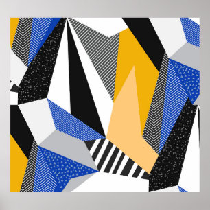 Poster Estilo Memphis: Colagem Geométrica Criativa.