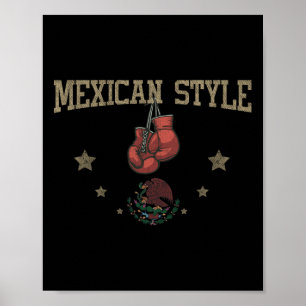 Poster Estilo Mexicano Boxando Águia Segurando Um Símbolo