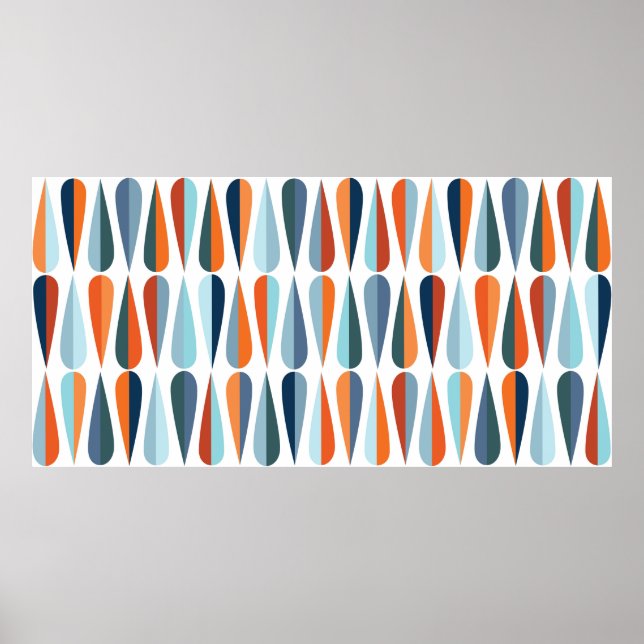 Poster estilo moderno do meio século retrô de padrão sem  (Frente)