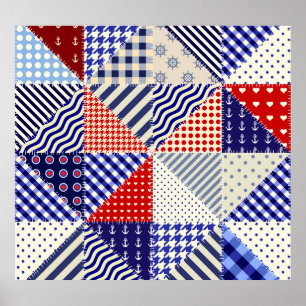 Poster Estilo Náutico Triângulo com Patchwork Retroativa