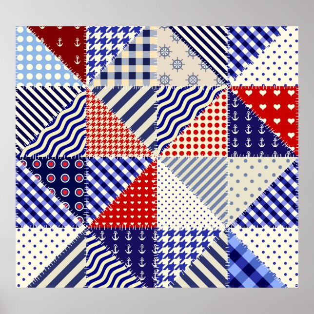 Poster Estilo Náutico Triângulo com Patchwork Retroativa (Frente)