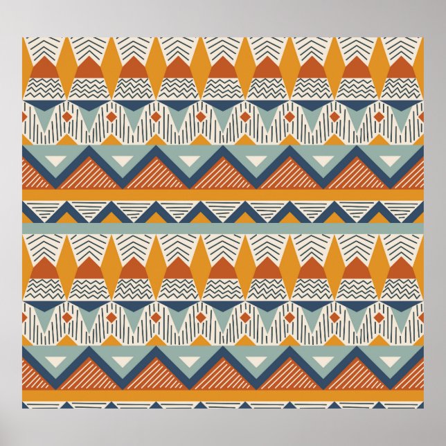 Poster Estilo Navajo - Design de padrão sem costura (Frente)