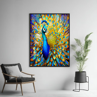 Pôster Estilo Nouveau de Peacock de Vidro Mestoso