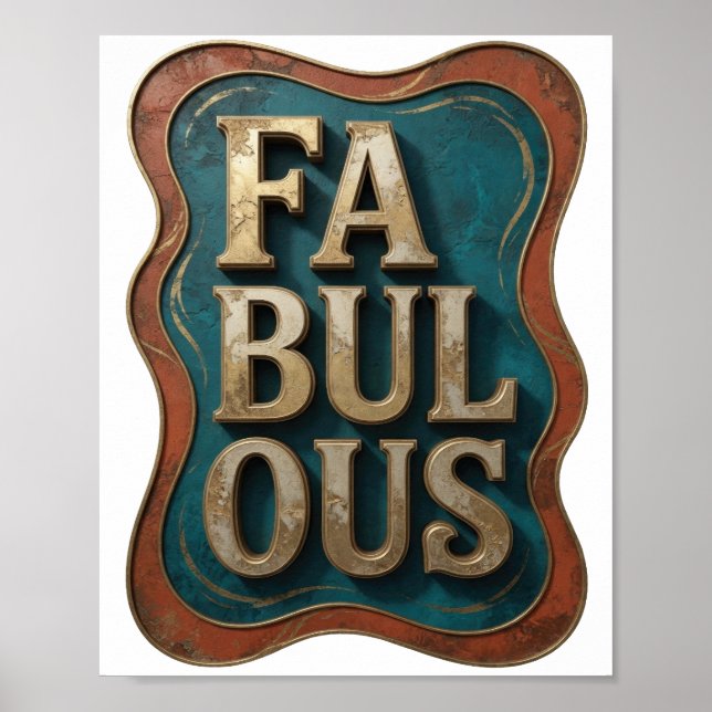 Poster Estilo Ouro FABULOSO Design de Citação (Frente)