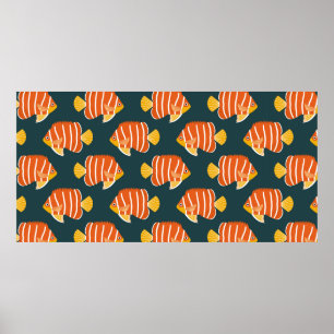 Poster Estilo perfeito de colheita com peixe. Design cria