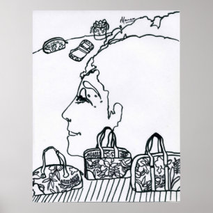 Poster Estilo Peter Max desenho assinado original