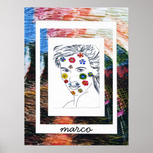 Pôster Estilo Peter Max pintura assinada original