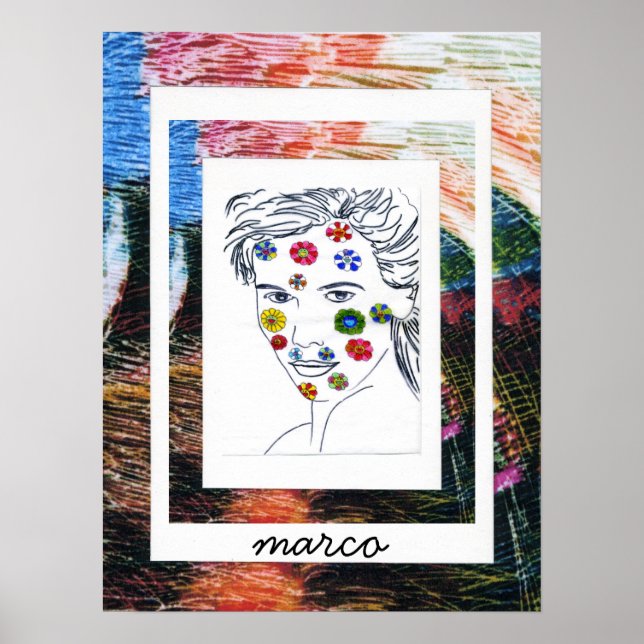 Pôster Estilo Peter Max pintura assinada original (Frente)