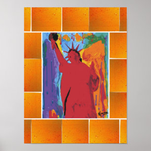 Pôster Estilo Peter Max pintura em acrílico original assi