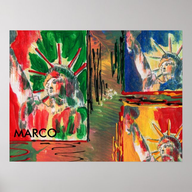 Pôster Estilo Peter Max pintura em acrílico original assi (Frente)