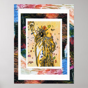 Pôster Estilo Peter Max pintura em acrílico original assi