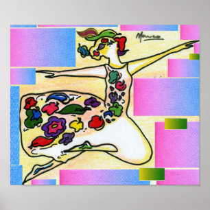 Pôster Estilo Peter Max pintura em acrílico original assi