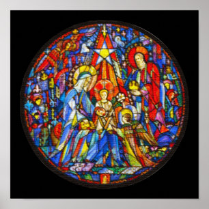 Pôster Estilo pintado natividade do vitral