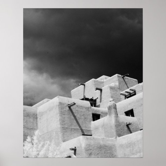 Pôster Estilo Pueblo Inn adobe em Loretto, Santa Fe, Novo (Frente)