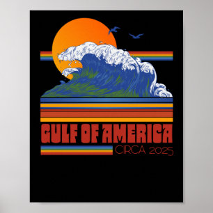 Poster Estilo Retro 80s Golfo da América, cerca de 2025