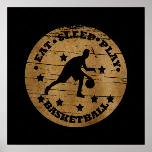 Poster estilo retrô angustiado de vintage de basquete