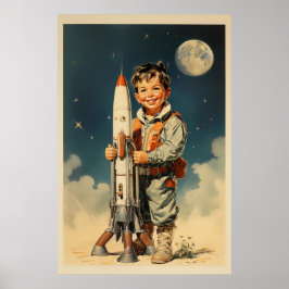 Poster Estilo retrô do astronauta