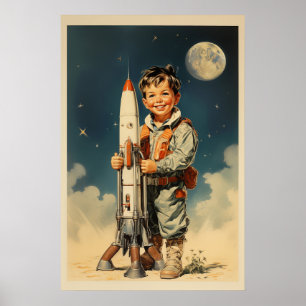 Poster Estilo retrô do astronauta