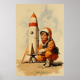 Poster Estilo retrô do astronauta
