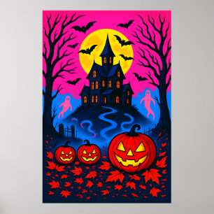 Poster Estilo retrô dos anos 80 de Halloween em Pop Art