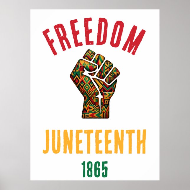 Poster Estilo Retrô Juneteenth Liberdade 1865 Padrão Pan- (Frente)