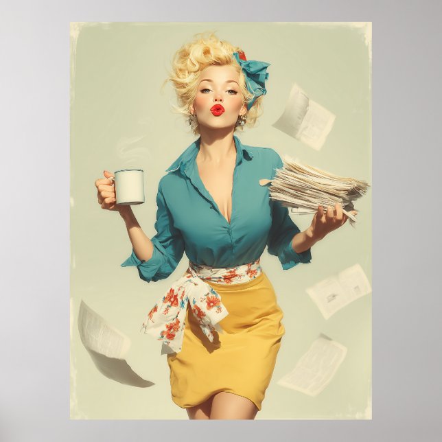Poster Estilo Retro Pin-Up de Escritório (Frente)