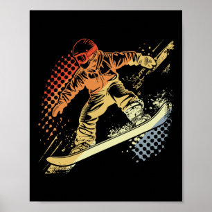 Poster Estilo Retroativo Gráfico Snowboardin Alpino